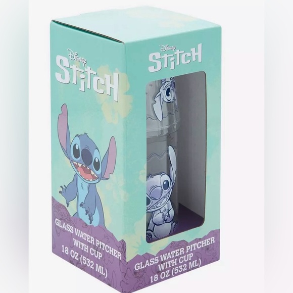 Disney Stitch Glass Pitcher and Cup - Picture 2 of 5